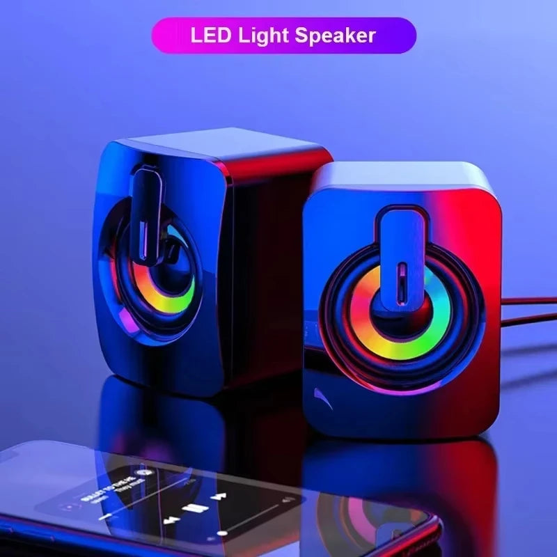 New HIFI Stereo Computer Speakers USB Wired Sound Box with Microphone and LED Light for Desktop Wholesale Subwoofer