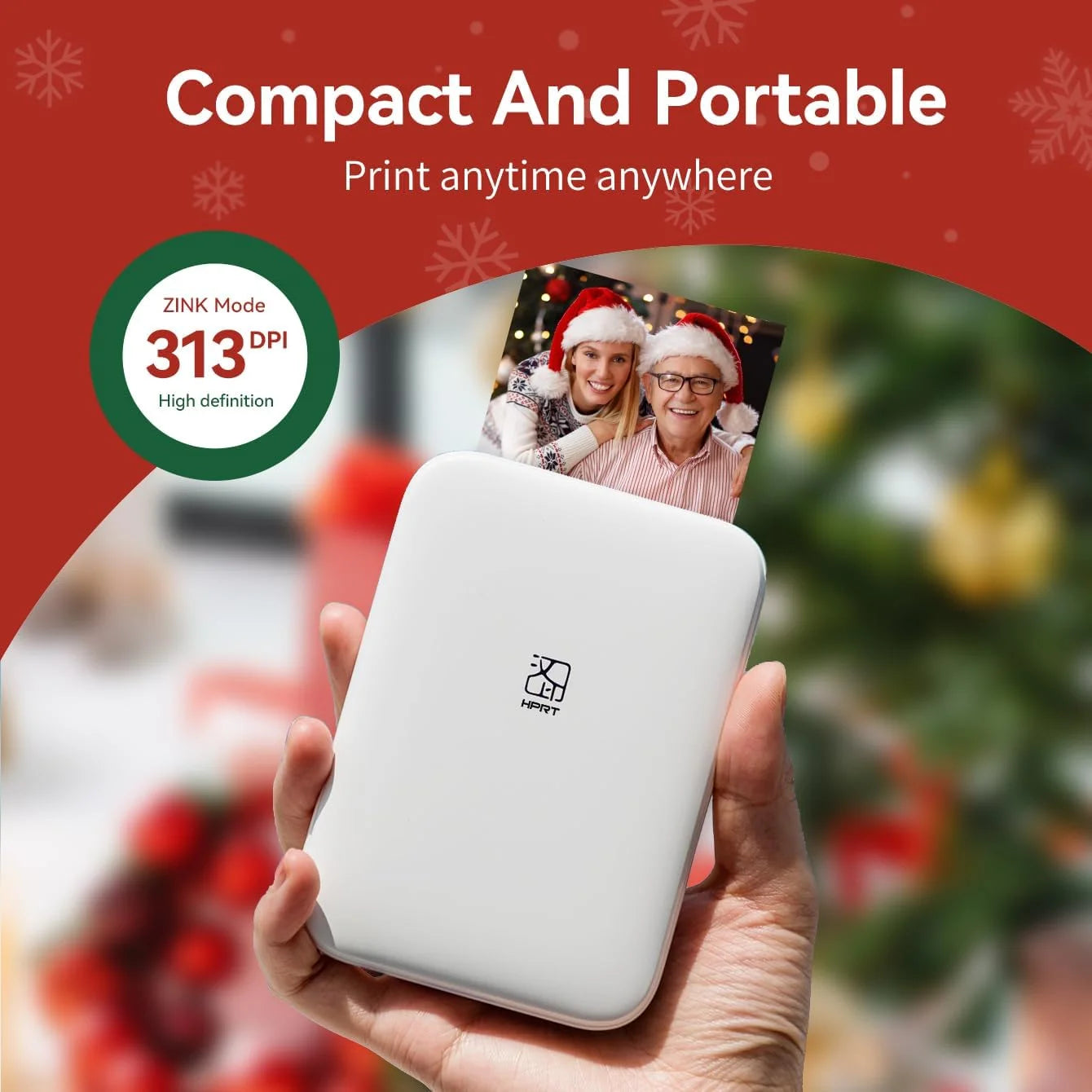 Mini Portable Photo Printer Pocket Size Wireless Compatible with iOS&Android Phone Zink Technology,Print 2x3 Sticky-Backed Photo