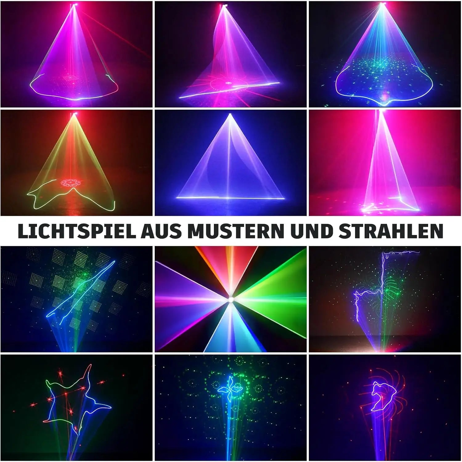 12 Lens DJ Disco Party Stage Light Strobe Laser LED with Remote Control Sound DMX RGB for Indoor Bar KTV Music Show Parties