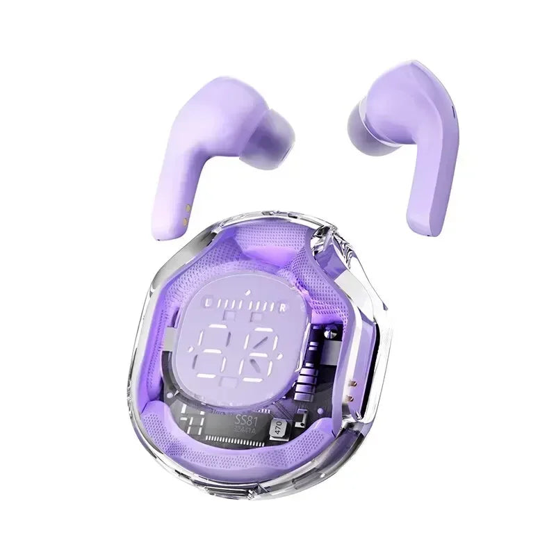 T8 TWS Wireless Bluetooth Headset Transparent ENC Headphones LED Power Digital Display Stereo Sound Earphones for Sports Working