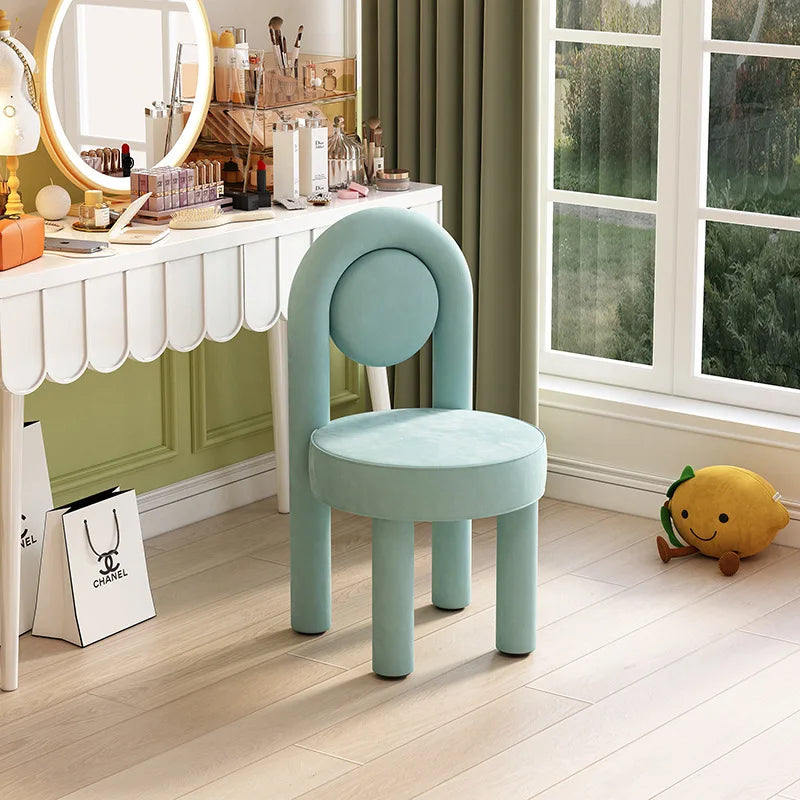 Stylish Makeup Vanity Chair Light Luxury Dressing Chair Simple Home Bedroom Seating Velvet Makeup Chair