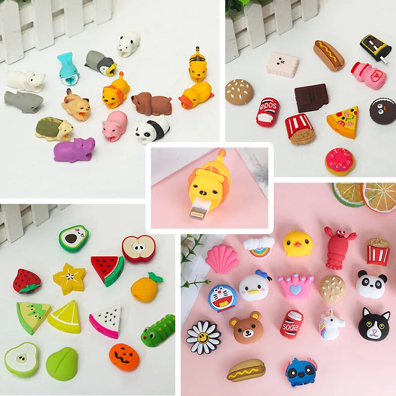 Data cable protective cover cartoon cable winder soft glue biting device charging cable animal glue