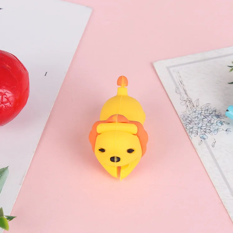 Data cable protective cover cartoon cable winder soft glue biting device charging cable animal glue