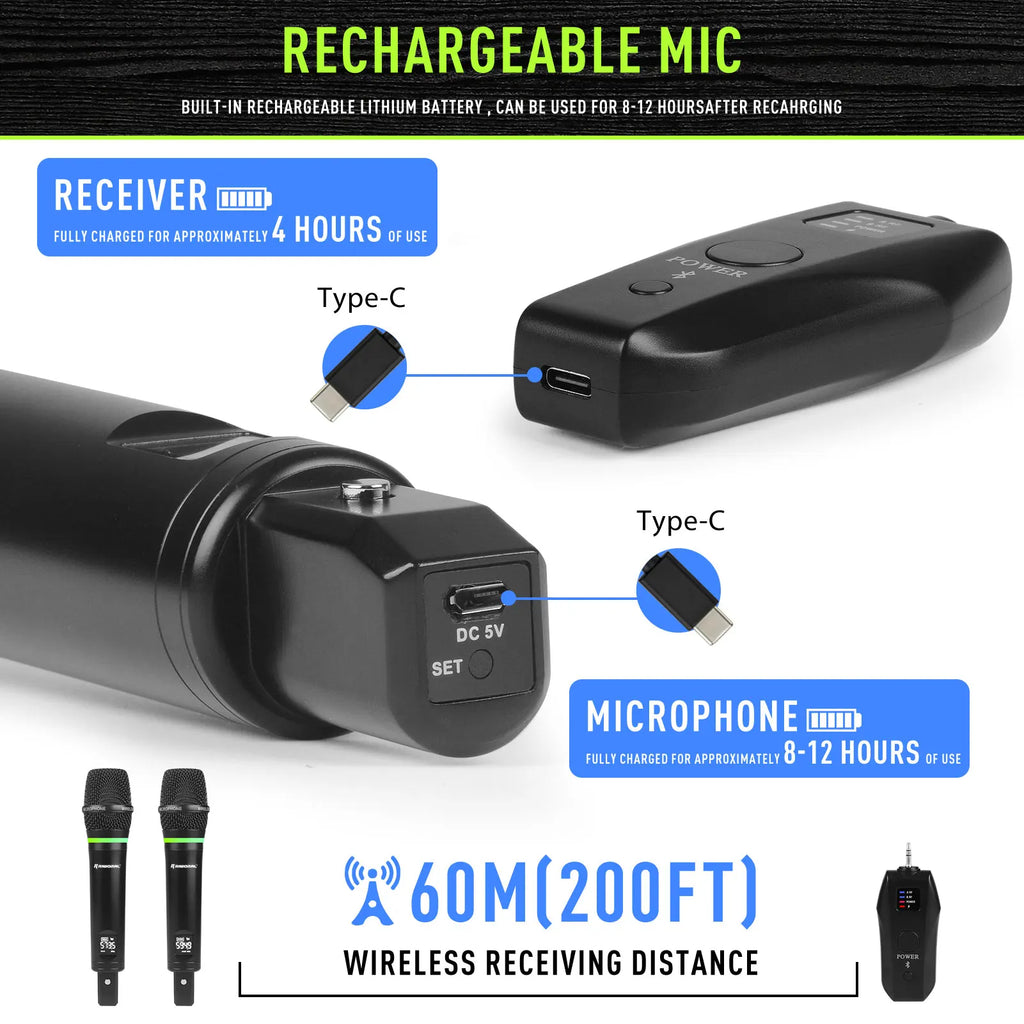 2026 RS-2  Host Stage Performance Rechargeable Professional Karoke Universal Handheld Wireless Microphone