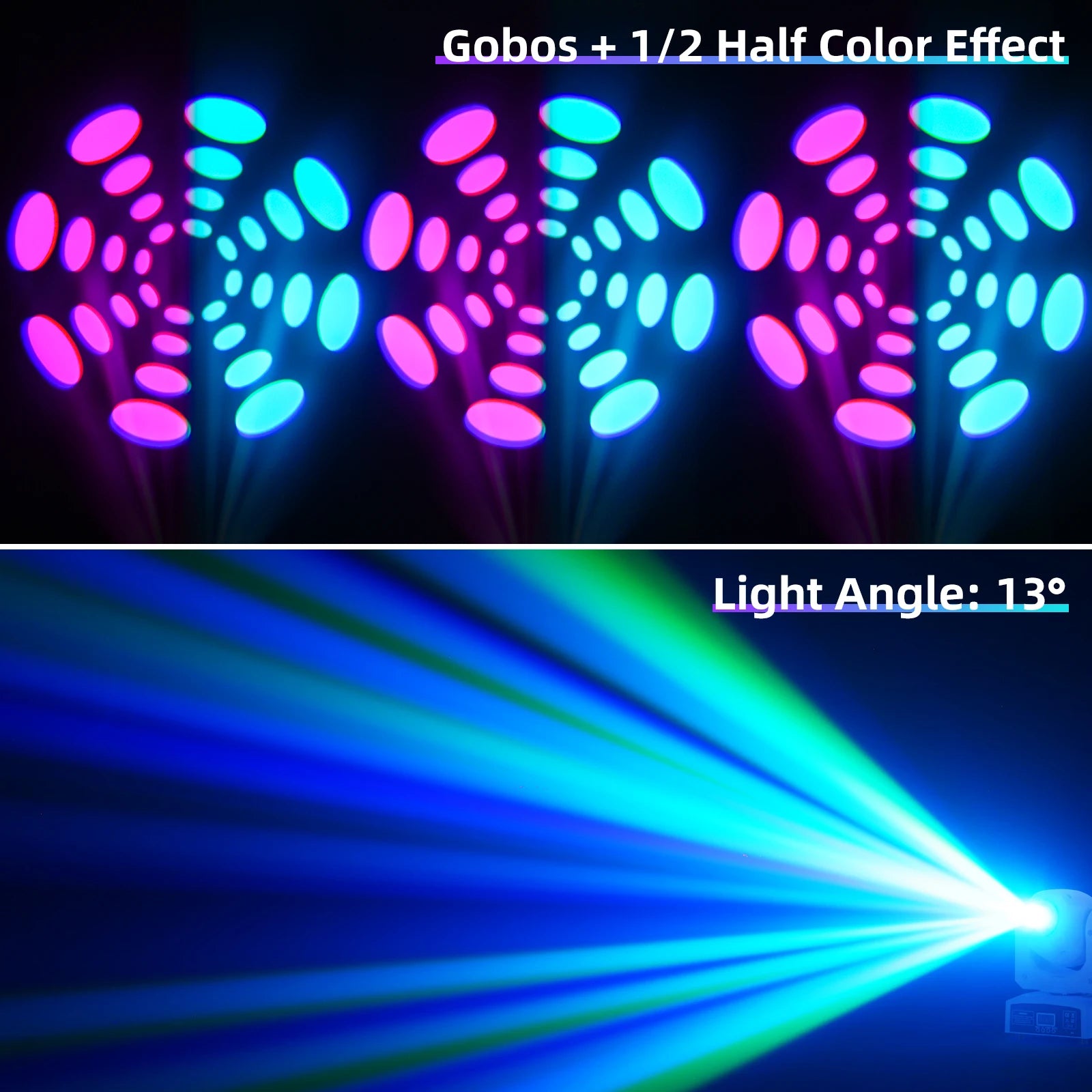 DayFlicker 2Pcs 120W White Stage RGBW LED Moving Head 8 Colors + 8 Gobos DMX512 Voice Control For Christmas Party Disco Wedding