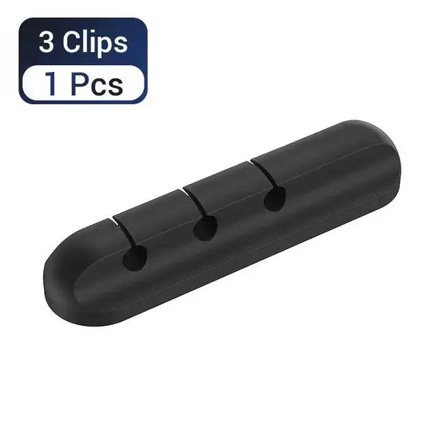Silicone USB Cable Organizer Desk Tidy with Clips Charging Cable Winder Mouse Earphone Accessory Holder Neatness Organization