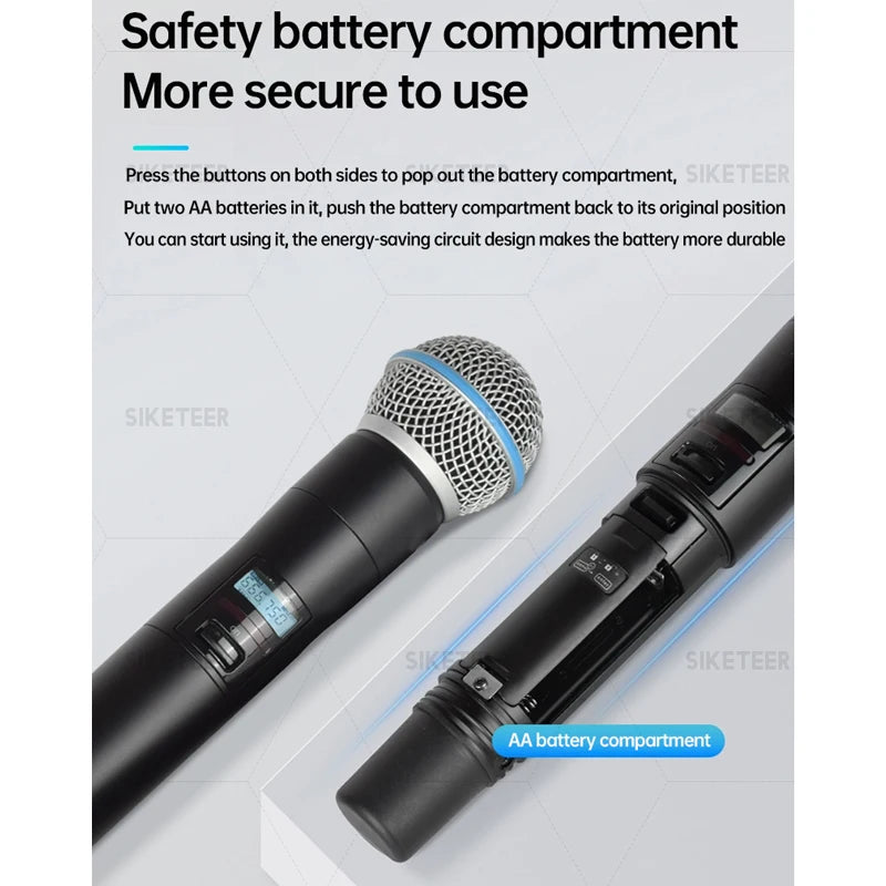 Professional UHF wireless microphone full metal shell handheld lavalier microphone suitable for wedding stage microphone