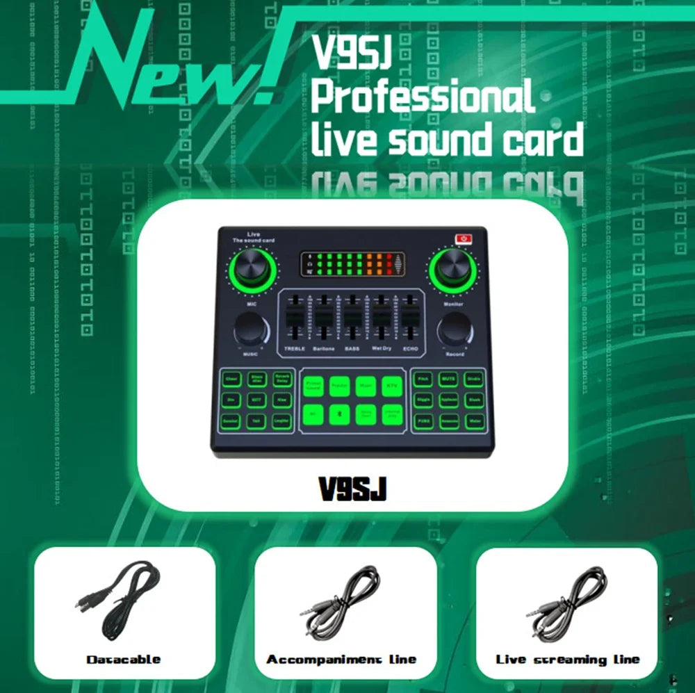 Professional V9 Sound Card Live Sound Card  Audio Recording Portable Mixer For Youtube HIFI Mixer Record Singing Equipment
