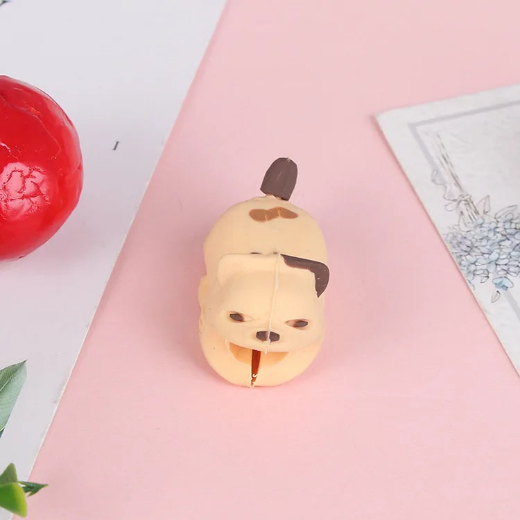 Data cable protective cover cartoon cable winder soft glue biting device charging cable animal glue