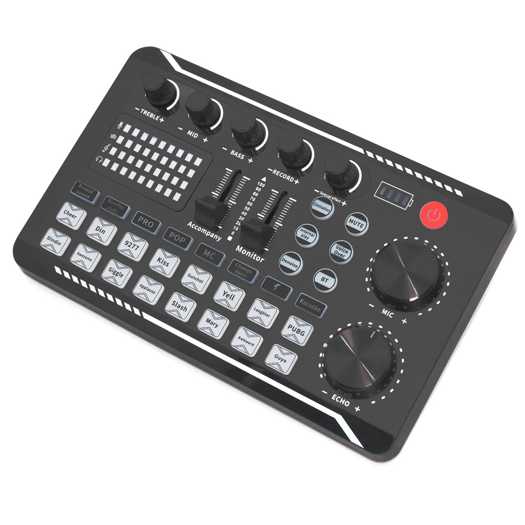 Live Sound Card Audio Mixer With Interface DJ Mixer Effects Voice Changer Bluetooth-compatible Mixer For Live Streaming Singing