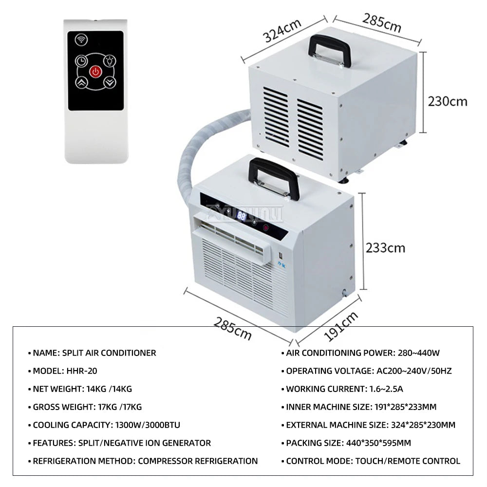 3000BTU Mobile Air Conditioner Split Type Klimalar Remote Control Car Portable Small Air Conditioning Machine