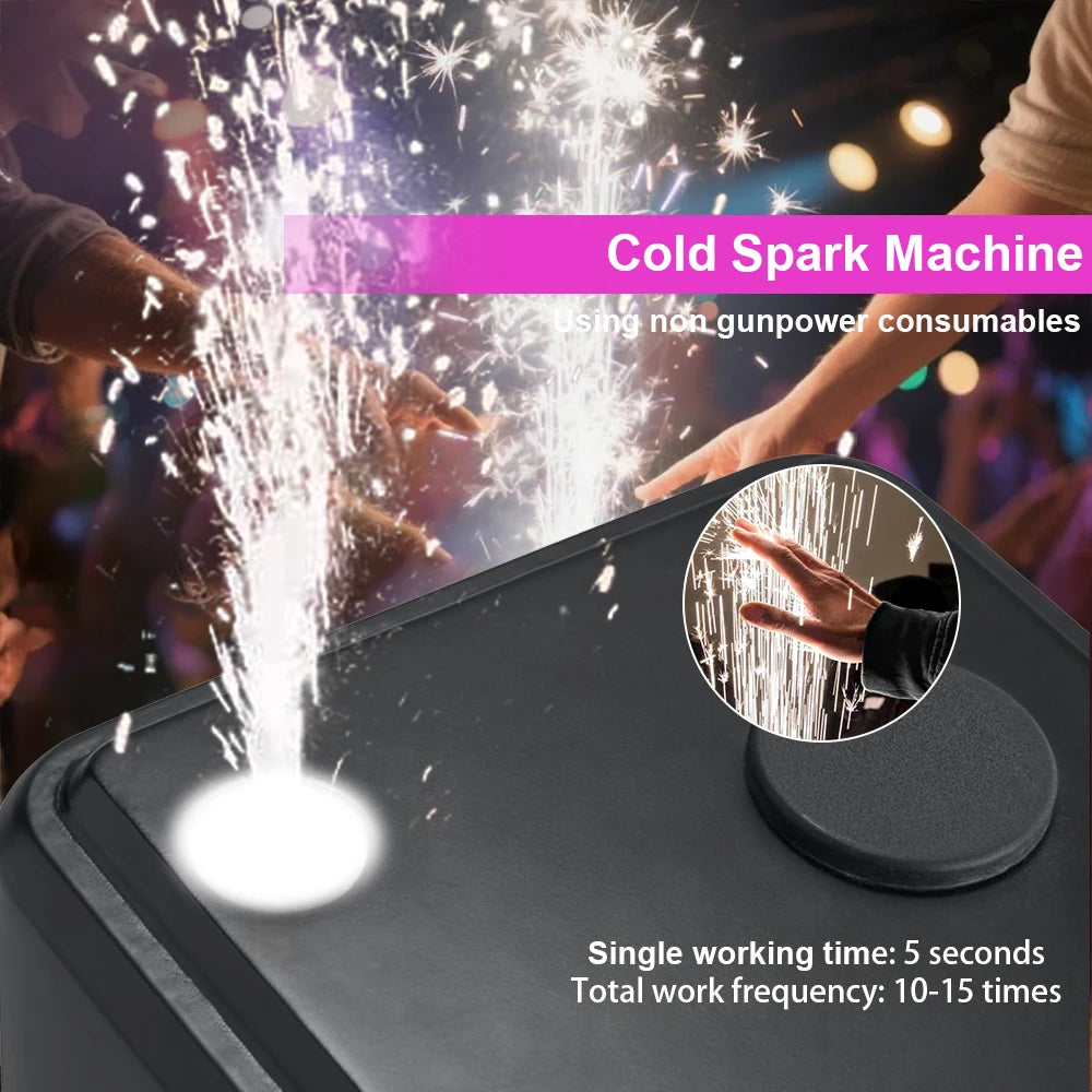 350W Cold Spark Machine DMX Remote Control Mini Fountain Machine Spraying Cold Flame Stage Equipment DJ Disco Wedding Party