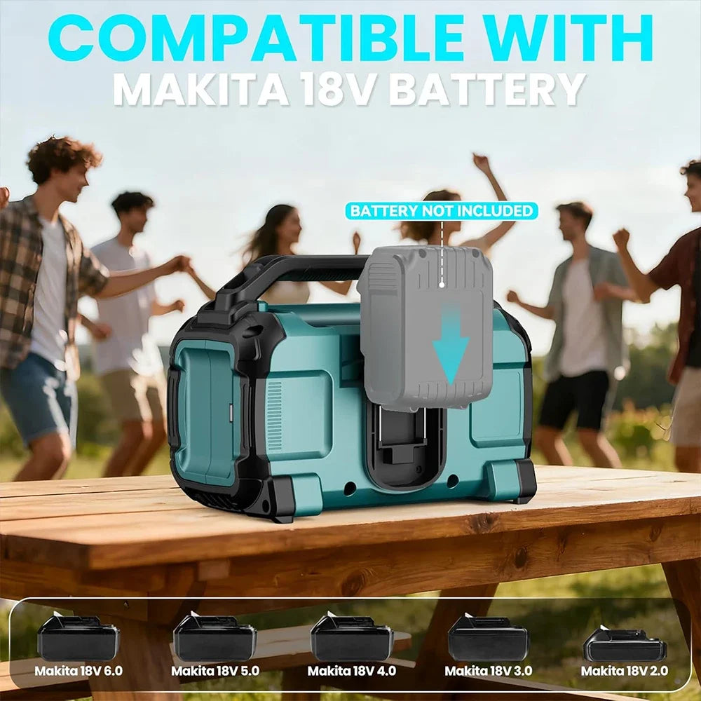 Makita Cordless Bluetooth Speaker Portable Surround Speakers Dual Channel Subwoofer Loudspeaker 3D Outdoor For 18V Battery