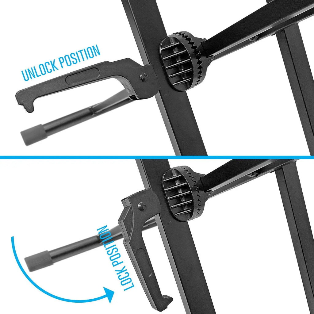 Portable DJ Table Stand with Double-X Keyboard Support, Adjustable Height for Controllers & Mixers