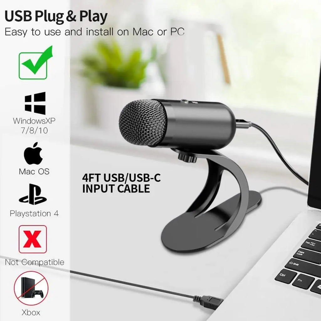 Professional USB Microphone Condenser conference Microphone Desktop Plug and Play Gaming MIC for YouTube Streaming Podcasting