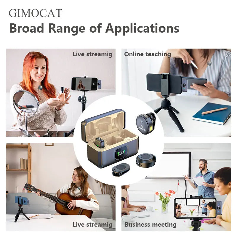 Wireless Lapel Microphone with Built-in Noise Reduction, USB-C Interface. Portable for Streaming, Podcast Recording, and Online