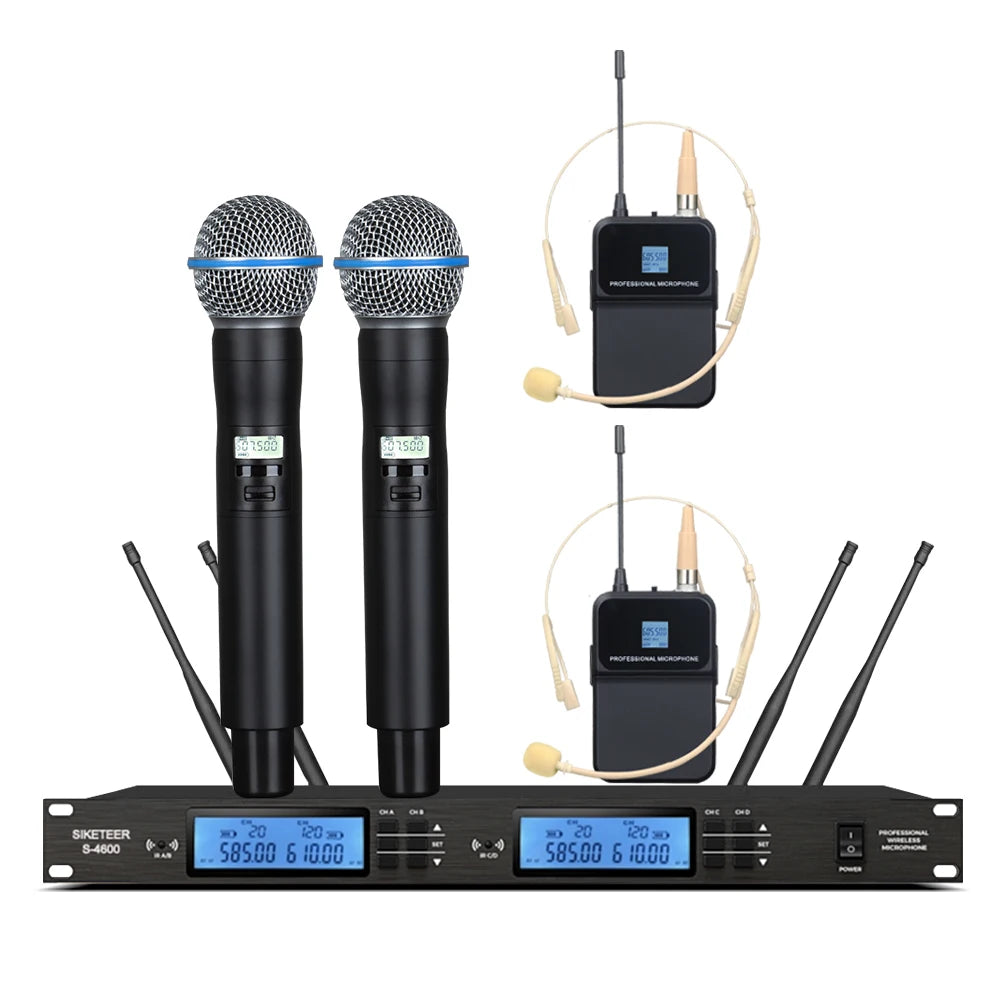 Professional UHF wireless microphone full metal shell handheld lavalier microphone suitable for wedding stage microphone