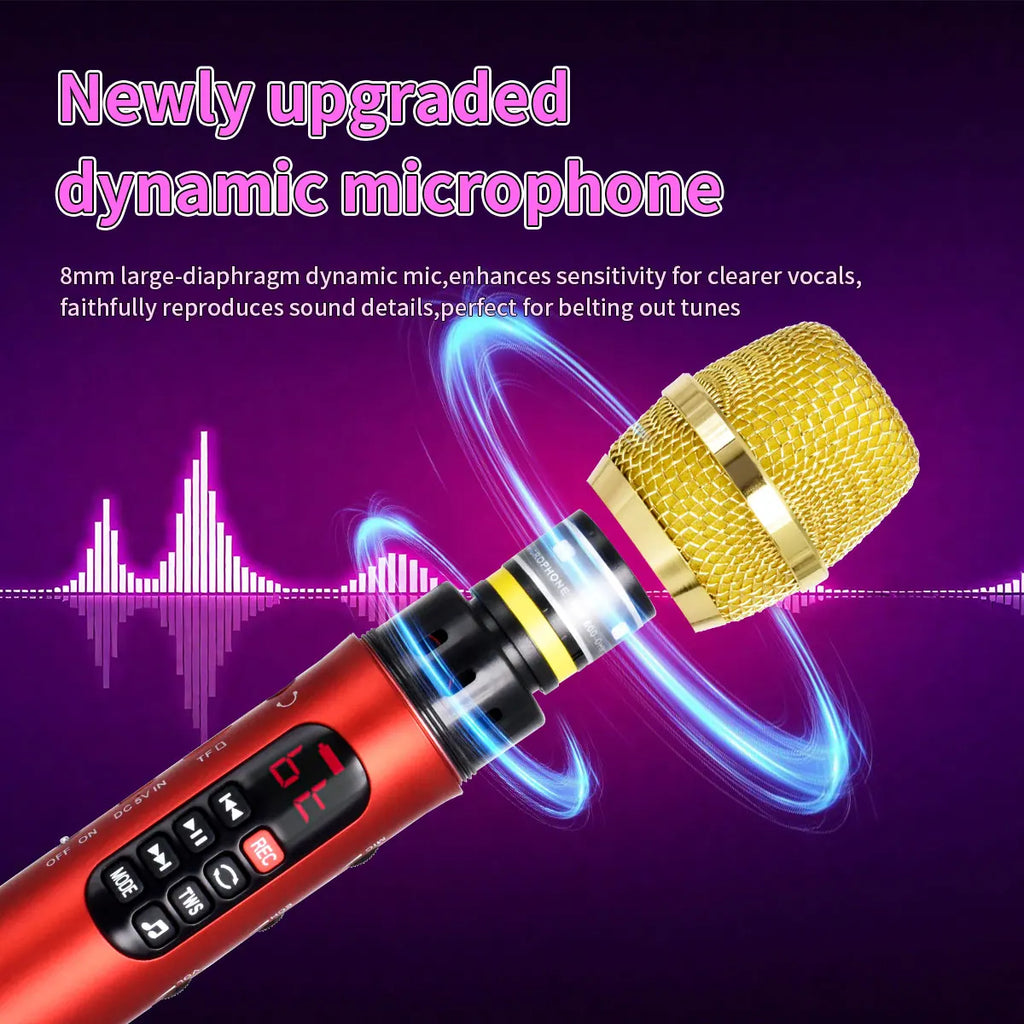 1 Piece of 28cm 25W/Pc Karaoke Microphone TWS Bluetooth Speaker Mic 6400mAh TF Card Music Player Mic For Portable Home Party