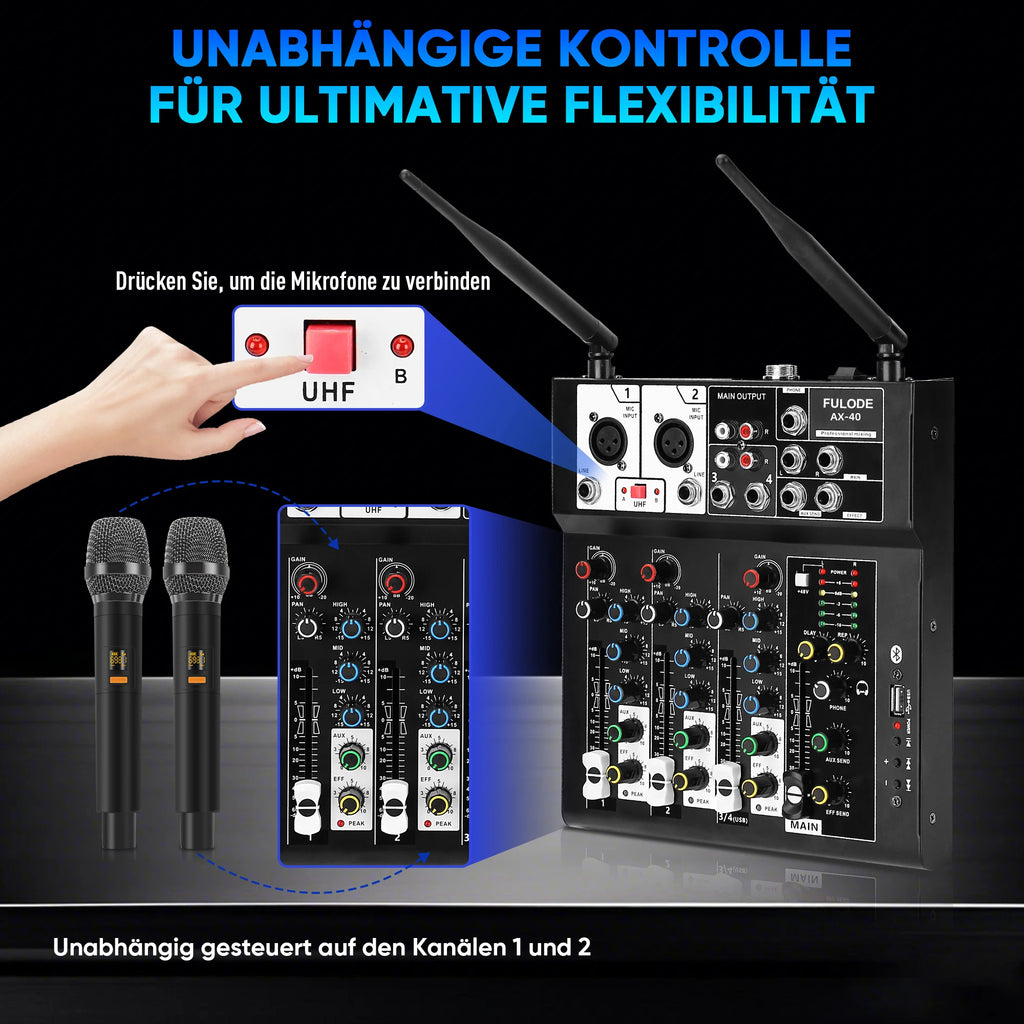 FULUODE AX-40 Mixer and microphone kit with professional sound effects adjustment and real-time sound quality optimization