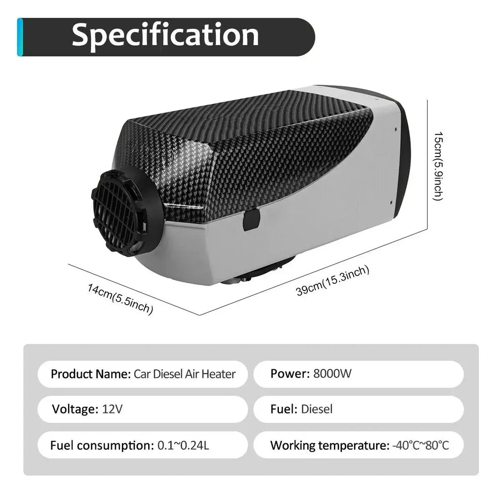 5-8KW Car Heater Diesel Air Heater 24V Uiniversal Remote Control Truck Boat Bus RV Trailer Air Diesel Parking Heater