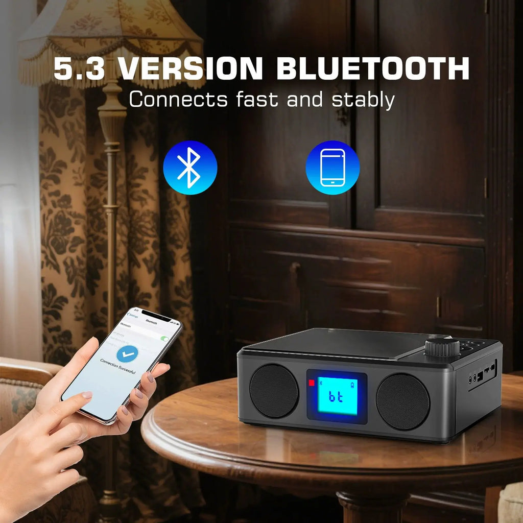 CD Player Portable with Bluetooth Speaker for Home Personal Desktop Stereo CD Player with USB FM Compact Remote Control FM Radio