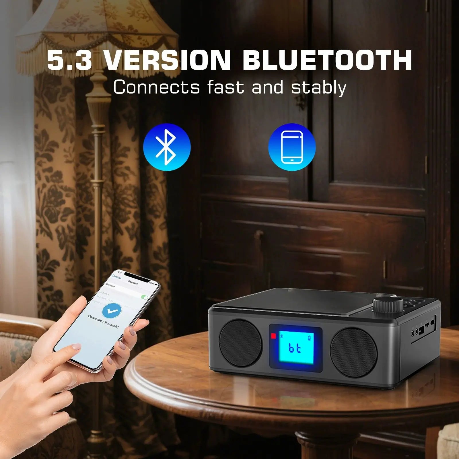 CD Player Portable with Bluetooth Speaker for Home Personal Desktop Stereo CD Player with USB FM Compact Remote Control FM Radio