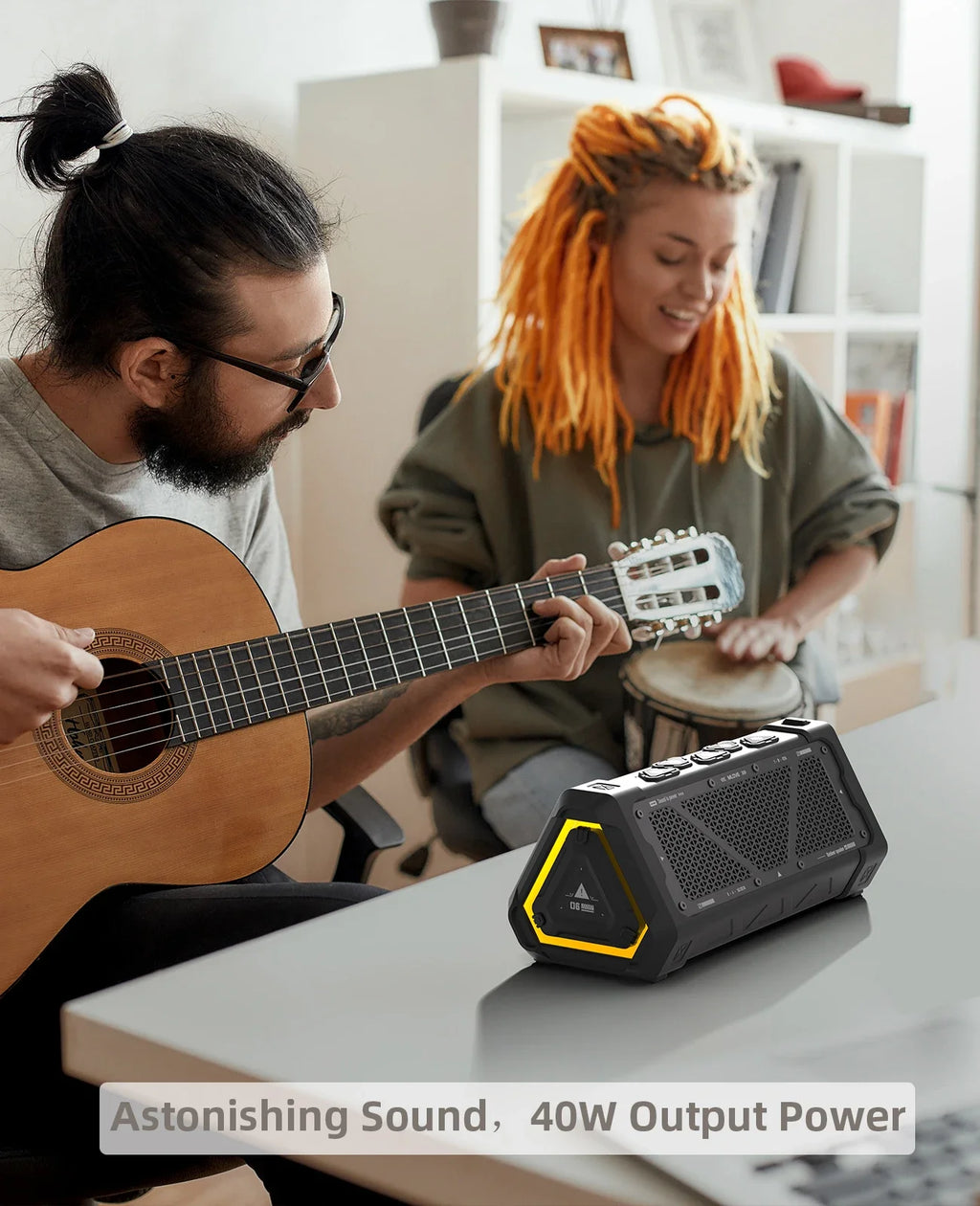 Outdoor Bluetooth Speaker, 40W Output Power Bluetooth 5.3 Speaker ,Stereo Sound IPX7 Waterproof,Micro SD Card,RGB Light