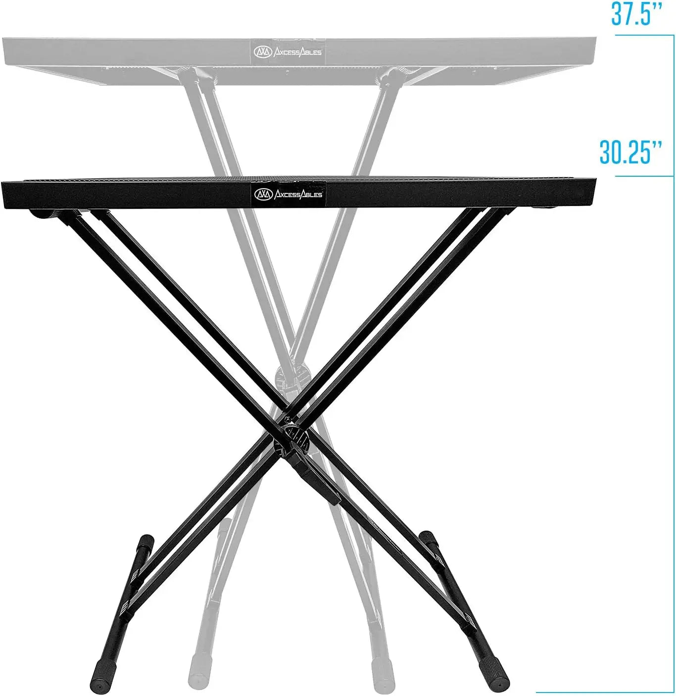 Portable DJ Table Stand with Double-X Keyboard Support, Adjustable Height for Controllers & Mixers