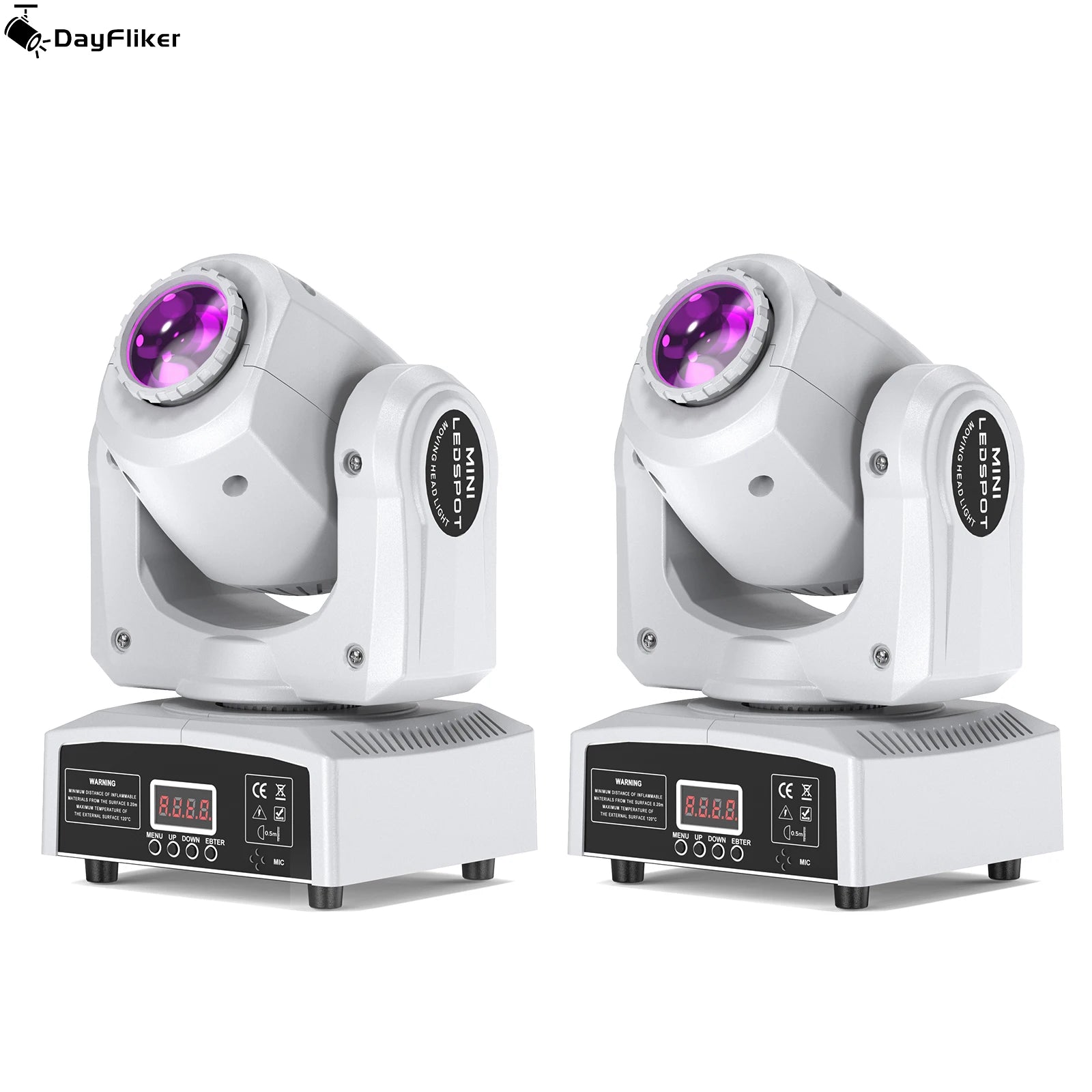 DayFlicker 2Pcs 120W White Stage RGBW LED Moving Head 8 Colors + 8 Gobos DMX512 Voice Control For Christmas Party Disco Wedding