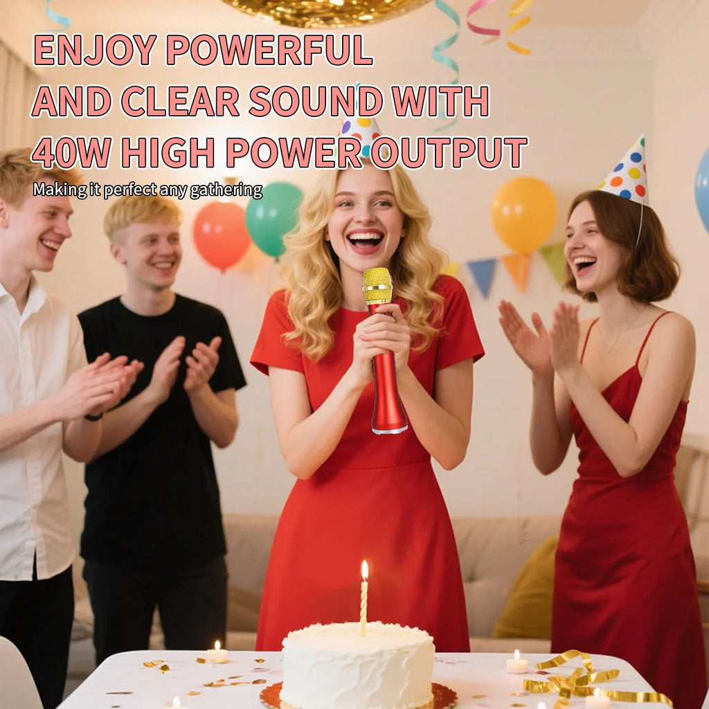 1 Piece of 28cm 25W/Pc Karaoke Microphone TWS Bluetooth Speaker Mic 6400mAh TF Card Music Player Mic For Portable Home Party