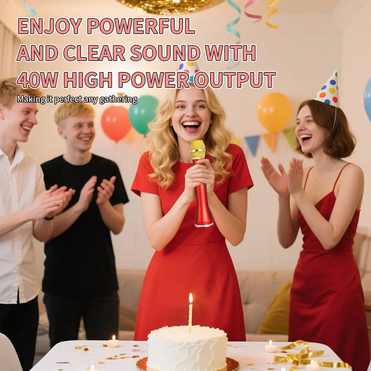 1 Piece of 28cm 25W/Pc Karaoke Microphone TWS Bluetooth Speaker Mic 6400mAh TF Card Music Player Mic For Portable Home Party