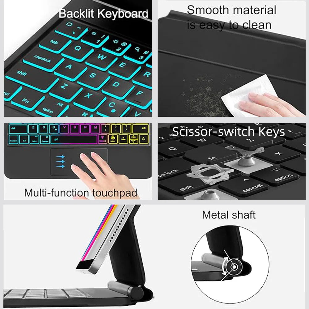 Magic Wireless Bluetooth Keyboard for iPad A16 11th 2025 Magnetic Smart Case for Apple iPad 10th Gen Pro 11 12.9 13 M2 M3 Air
