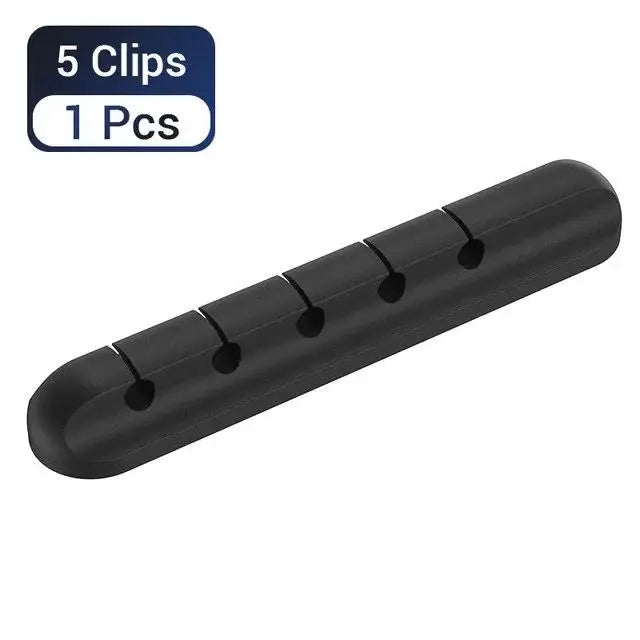 Silicone USB Cable Organizer Desk Tidy with Clips Charging Cable Winder Mouse Earphone Accessory Holder Neatness Organization