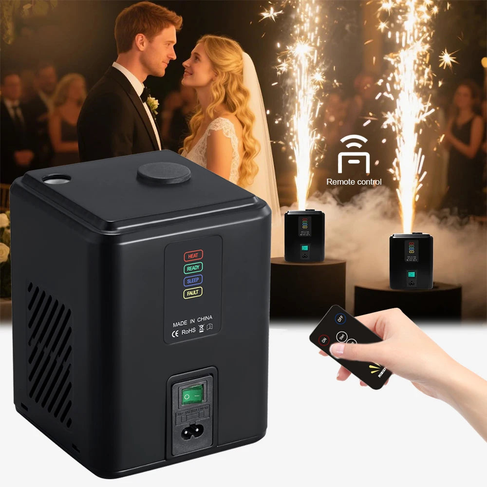 350W Cold Spark Machine DMX Remote Control Mini Fountain Machine Spraying Cold Flame Stage Equipment DJ Disco Wedding Party