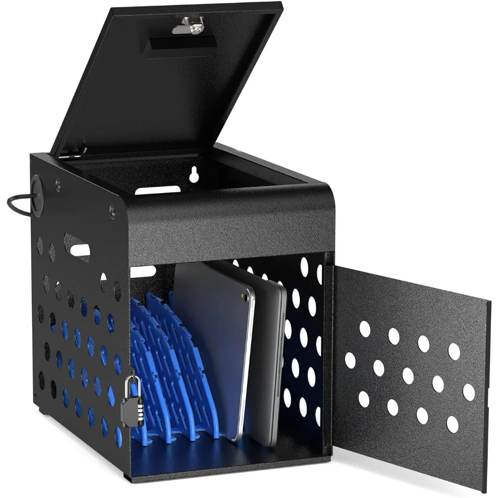 8-Device Chromebook Charging Cabinet for Classroom - Laptop Lock Box for iPad Tablet Fits 14" Screen - Portable Locking Chargin