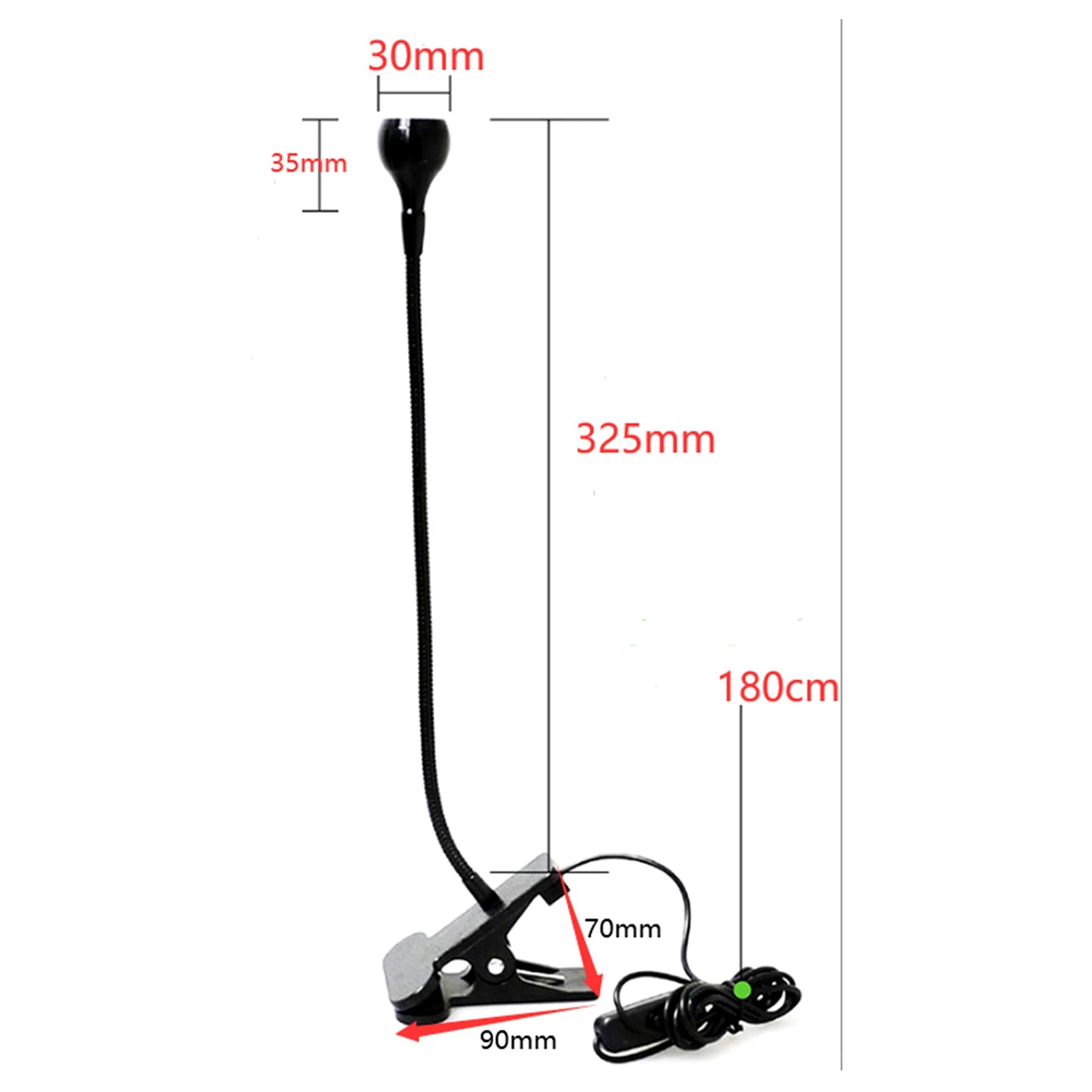 3W 395NM Nail Glue Curing Lamp Portable LEDs Desk Light Flexible Goose Neck Ultraviolet Lamp with Clamp & Switch for Nail Glue