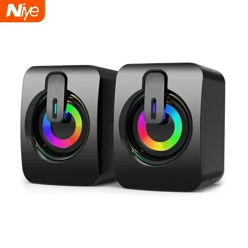 New HIFI Stereo Computer Speakers USB Wired Sound Box with Microphone and LED Light for Desktop Wholesale Subwoofer