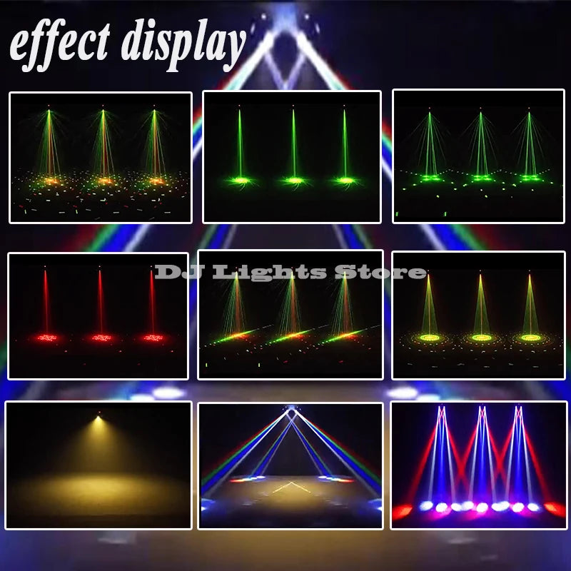 New Rotating Beam Laser Strobe 3 in 1 LED Moving Head Remote Control DMX512 DJ Disco Bar Club Party Wedding Stage Effect Light