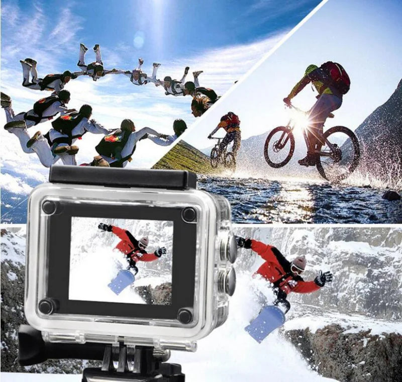 4K Outdoor WiFi Action Camera Motorcycle Bicycle Helmet Video Recording 4K/30FPS WiFi 2.0" 170D Underwater Waterproof Sports Cam