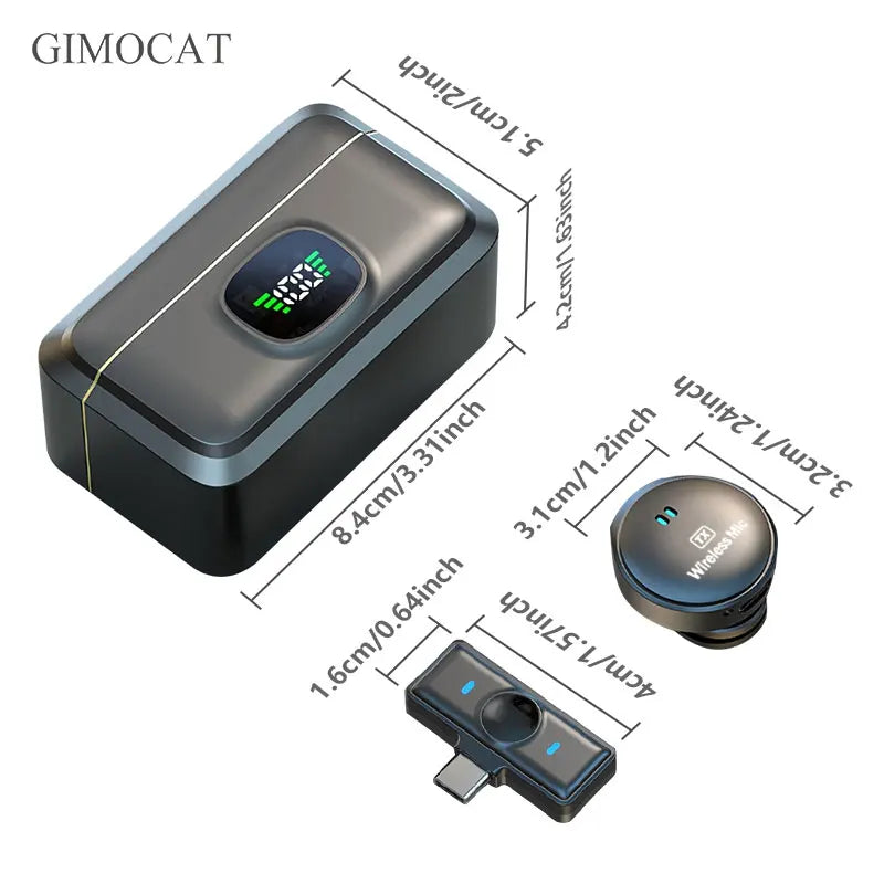 Wireless Lapel Microphone with Built-in Noise Reduction, USB-C Interface. Portable for Streaming, Podcast Recording, and Online