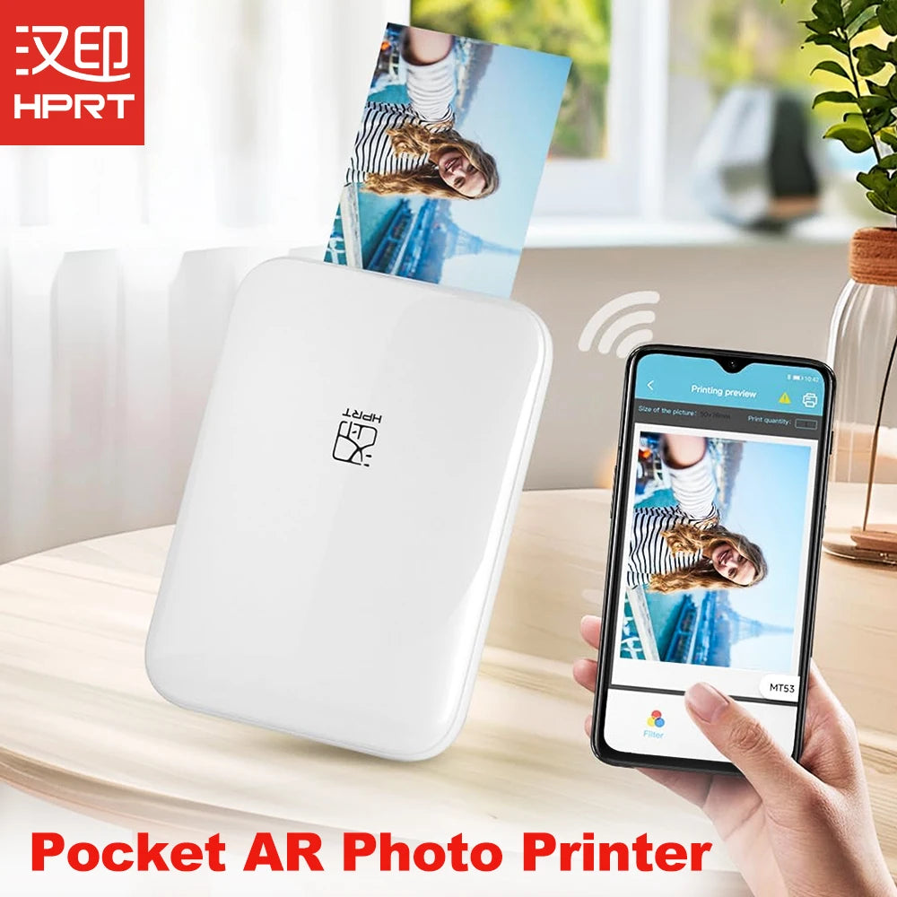 Mini Portable Photo Printer Pocket Size Wireless Compatible with iOS&Android Phone Zink Technology,Print 2x3 Sticky-Backed Photo