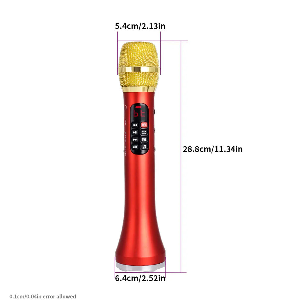 1 Piece of 28cm 25W/Pc Karaoke Microphone TWS Bluetooth Speaker Mic 6400mAh TF Card Music Player Mic For Portable Home Party