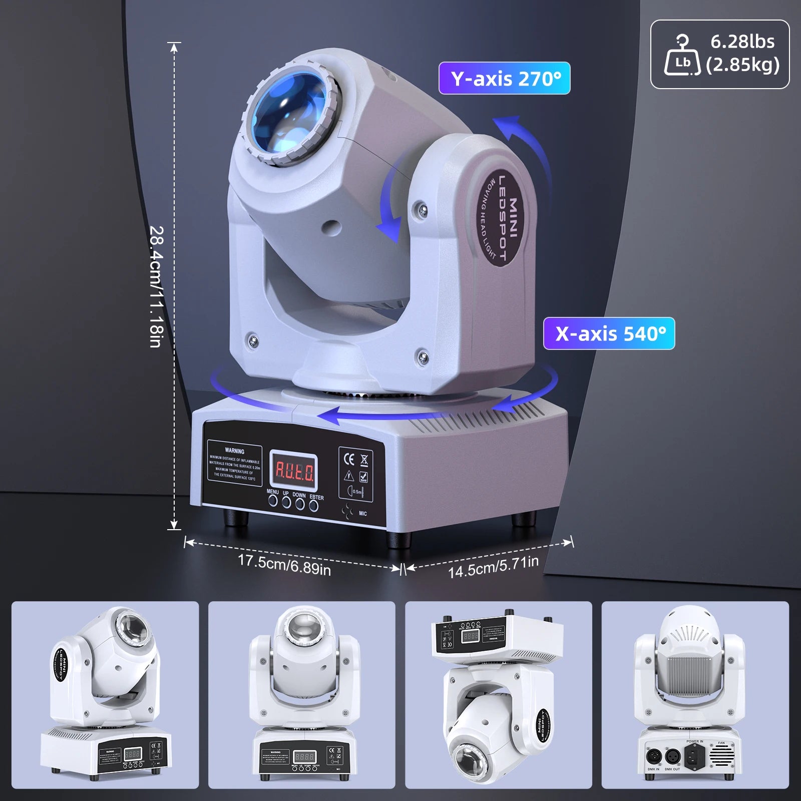 DayFlicker 2Pcs 120W White Stage RGBW LED Moving Head 8 Colors + 8 Gobos DMX512 Voice Control For Christmas Party Disco Wedding