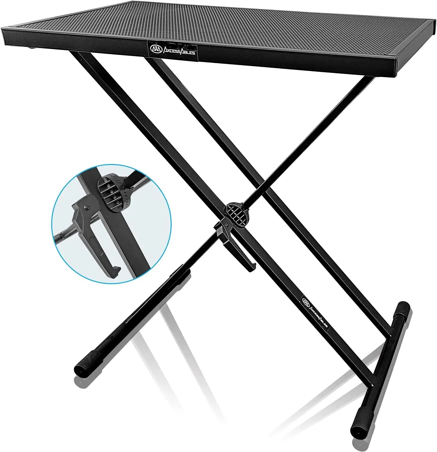 Portable DJ Table Stand with Double-X Keyboard Support, Adjustable Height for Controllers & Mixers