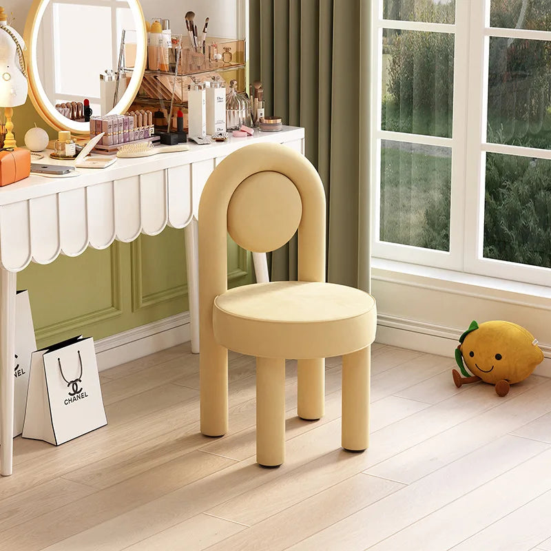 Stylish Makeup Vanity Chair Light Luxury Dressing Chair Simple Home Bedroom Seating Velvet Makeup Chair