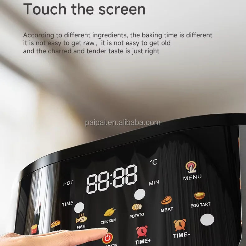 Large 15L Capacity Smart Home Appliances Stainless Steel French Air Fryer Machine Square-Shaped Visual Window Household