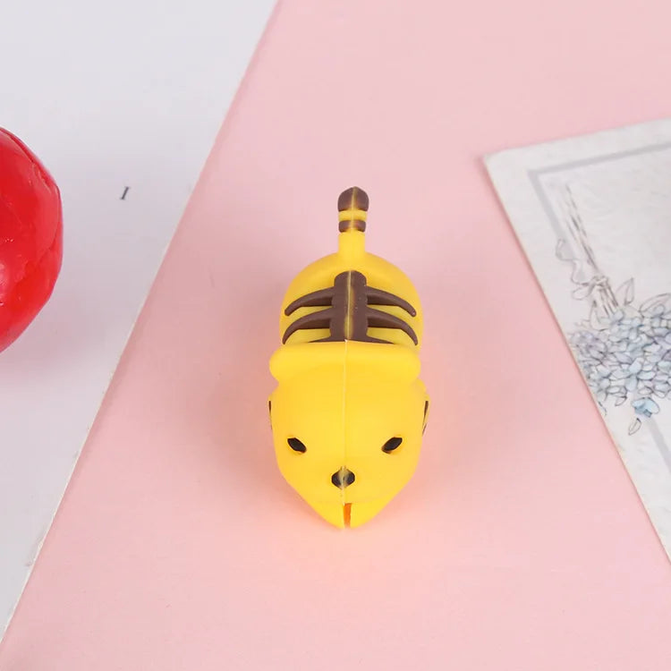Data cable protective cover cartoon cable winder soft glue biting device charging cable animal glue