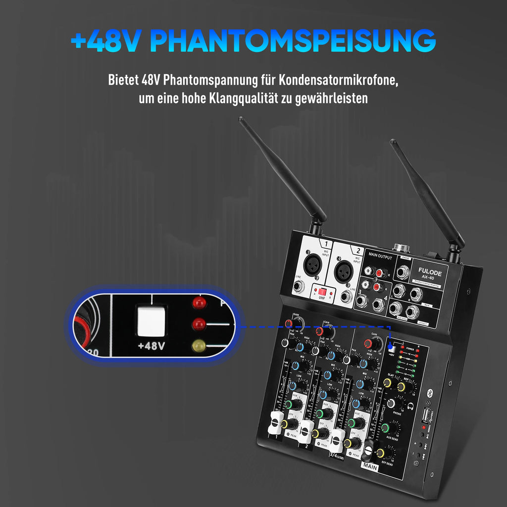 FULUODE AX-40 Mixer and microphone kit with professional sound effects adjustment and real-time sound quality optimization