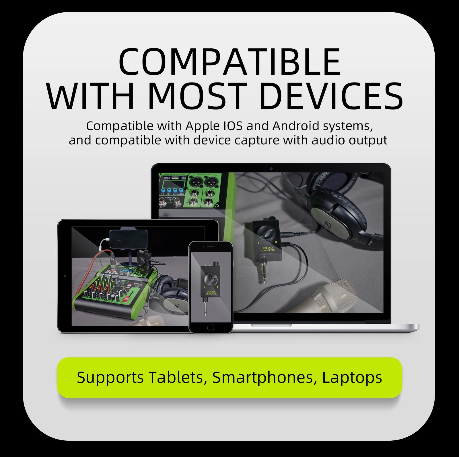 DJ Console Mixer Live Streaming Adapter ,Output Devices Supports Smartphones, Laptops, PC etc for Conversation,Karaoke,Recording