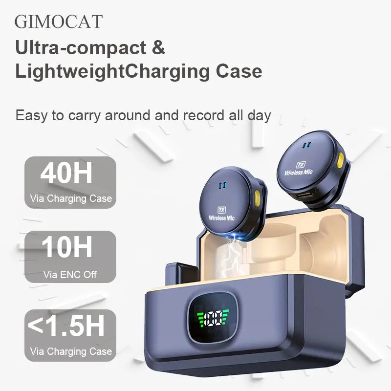Wireless Lapel Microphone with Built-in Noise Reduction, USB-C Interface. Portable for Streaming, Podcast Recording, and Online